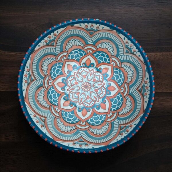 Gazania Korallkék Mandala kerámia tál – 25 cm