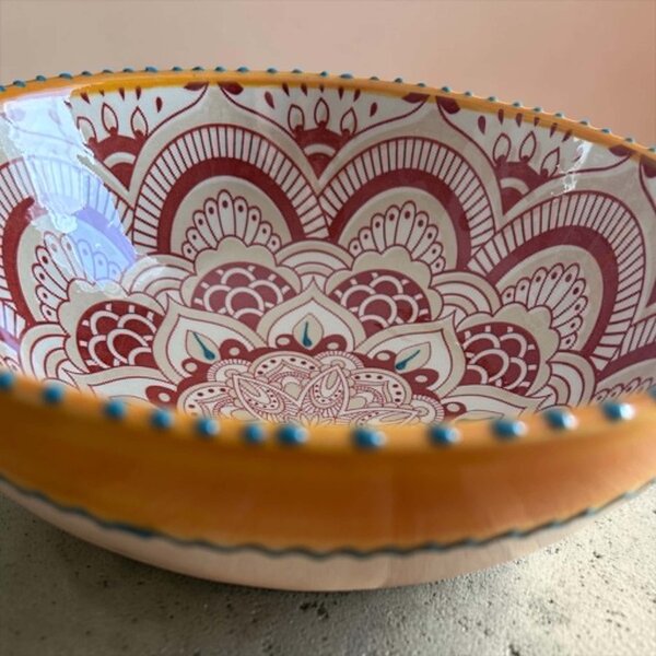 Gazania Terrakotta Mandala kerámia tál – 25 cm