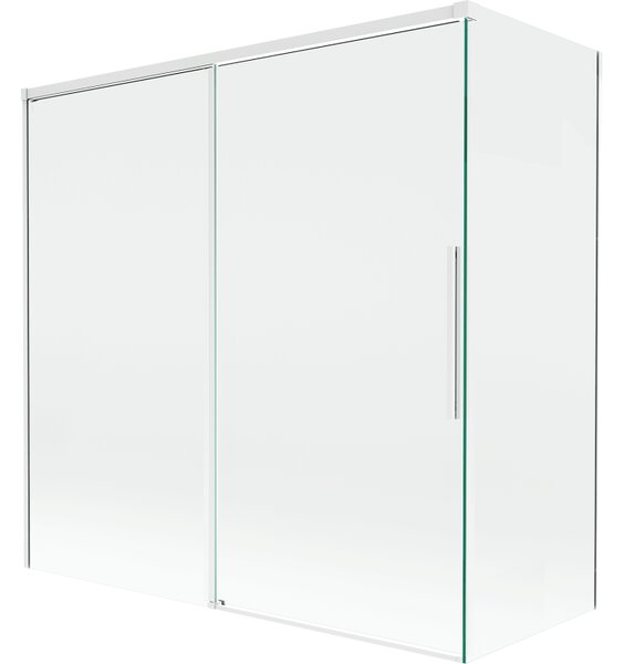 Mexen Rox, kétszárnyú tolóajtós kádparaván 160 + 75 x 150 cm, 8 mm-es átlátszó üveg, fehér profil, 8C9-160-075-20-00