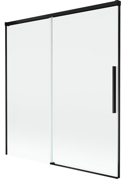 Mexen Rox, kétszárnyú tolóajtós kádparaván 150 x 150 cm, 8 mm-es átlátszó üveg, matt fekete profil, 8C9-150-001-70-00