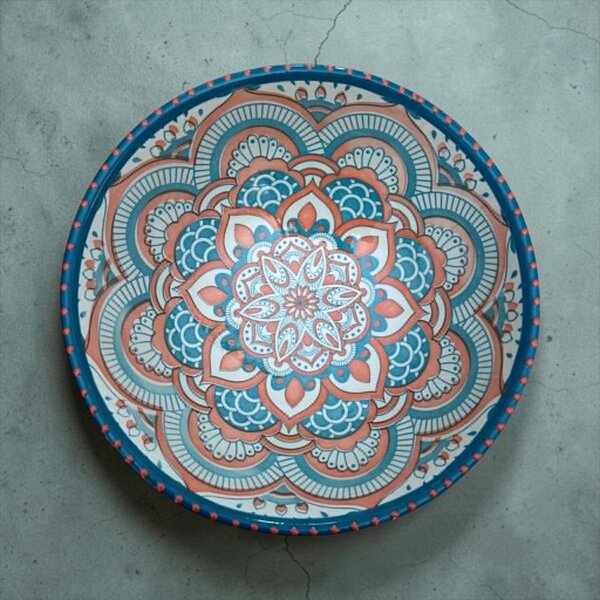 Gazania Korallkék Mandala kerámia tál – 25 cm