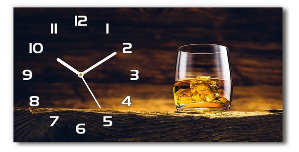 Négyszögletes üvegóra vízszintesen Bourbon egy pohár