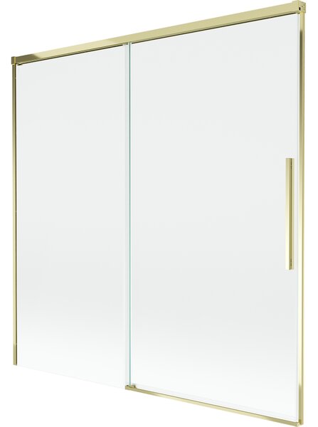 Mexen Rox, kétszárnyú tolóajtós kádparaván 160 x 150 cm, 8 mm-es átlátszó üveg, arany fényes profil, 8C9-160-001-50-00