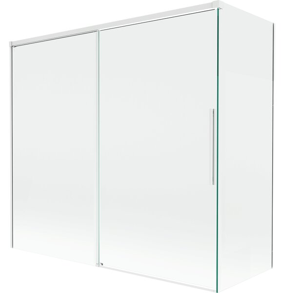 Mexen Rox, kétszárnyú tolóajtós kádparaván 170 + 70 x 150 cm, 8 mm-es átlátszó üveg, fehér profil, 8C9-170-070-20-00