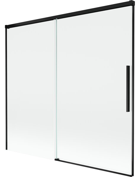 Mexen Rox, kétszárnyú tolóajtós kádparaván 170 x 150 cm, 8 mm-es átlátszó üveg, matt fekete profil, 8C9-170-001-70-00