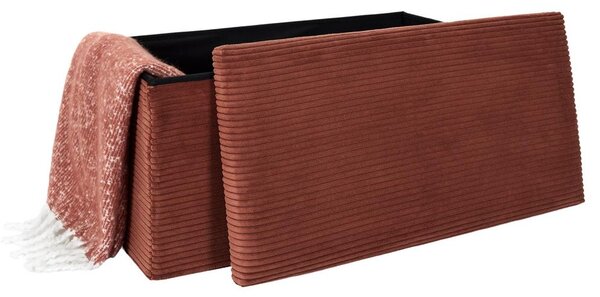 Összehajtható tárolós pad, kordbársony 76x38 cm, terrakotta - CLOE