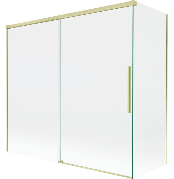 Mexen Rox, kétszárnyú tolóajtós kádparaván 170 + 70 x 150 cm, 8 mm-es átlátszó üveg, matt arany profil, 8C9-170-070-55-00