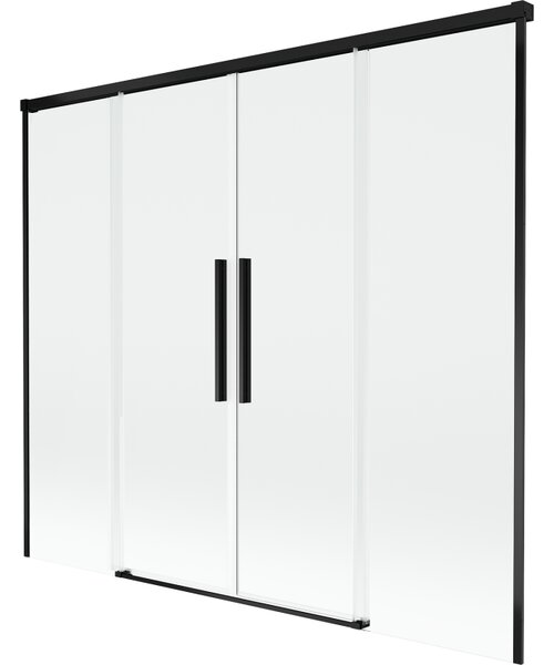 Mexen Rox, kétszárnyú tolóajtós kádparaván 170 x 150 cm, 8 mm-es átlátszó üveg, matt fekete profil, 8C9-170-002-70-00