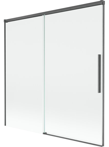 Mexen Rox, kétszárnyú tolóajtós kádparaván 160 x 150 cm, 8 mm-es átlátszó üveg, szálcsiszolt grafit profil, 8C9-160-001-66-00
