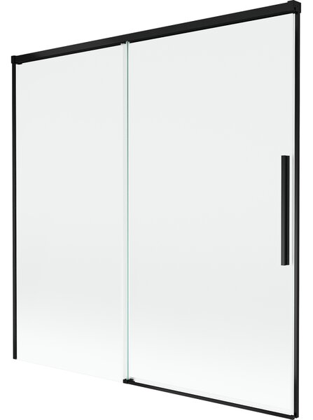 Mexen Rox, kétszárnyú tolóajtós kádparaván 160 x 150 cm, 8 mm-es átlátszó üveg, matt fekete profil, 8C9-160-001-70-00