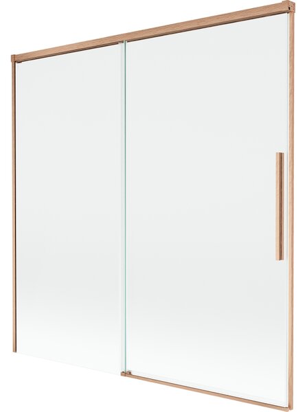 Mexen Rox, kétszárnyú tolóajtós kádparaván 160 x 150 cm, 8 mm-es átlátszó üveg, matt réz profil, 8C9-160-001-65-00