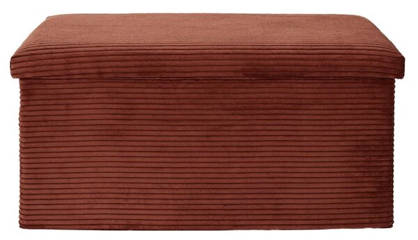 Összehajtható tárolós pad, kordbársony 76x38 cm, terrakotta - CLOE