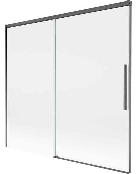 Mexen Rox, kétszárnyú tolóajtós kádparaván 170 x 150 cm, 8 mm-es átlátszó üveg, szálcsiszolt grafit profil, 8C9-170-001-66-00