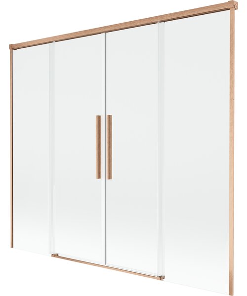 Mexen Rox, kétszárnyú tolóajtós kádparaván 170 x 150 cm, 8 mm-es átlátszó üveg, matt réz profil, 8C9-170-002-65-00