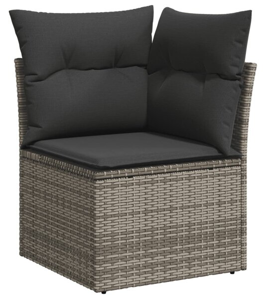 10 részes szürke polyrattan kerti ülőgarnitúra párnákkal
