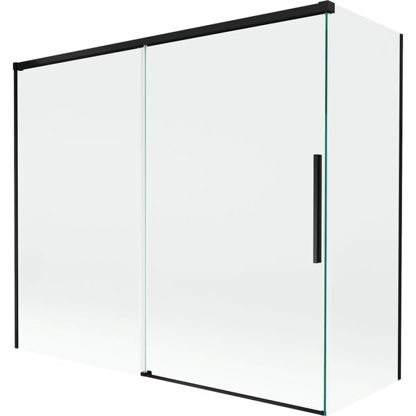 Mexen Rox, kétszárnyú tolóajtós kádparaván 180 + 80 x 150 cm, 8 mm-es átlátszó üveg, matt fekete profil, 8C9-180-080-70-00