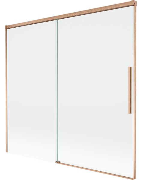 Mexen Rox, kétszárnyú tolóajtós kádparaván 170 x 150 cm, 8 mm-es átlátszó üveg, matt réz profil, 8C9-170-001-65-00