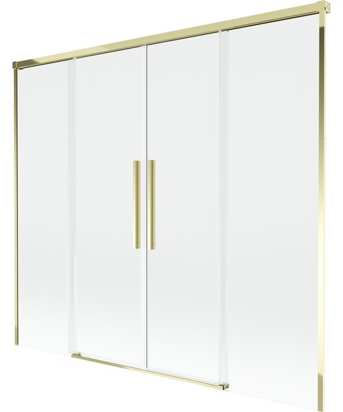 Mexen Rox, kétszárnyú tolóajtós kádparaván 170 x 150 cm, 8 mm-es átlátszó üveg, fényes arany profil, 8C9-170-002-50-00