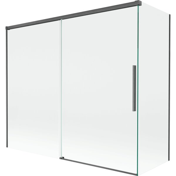 Mexen Rox, kétszárnyú tolóajtós kádparaván 180 + 80 x 150 cm, 8 mm-es átlátszó üveg, szálcsiszolt grafit profil, 8C9-180-080-66-00