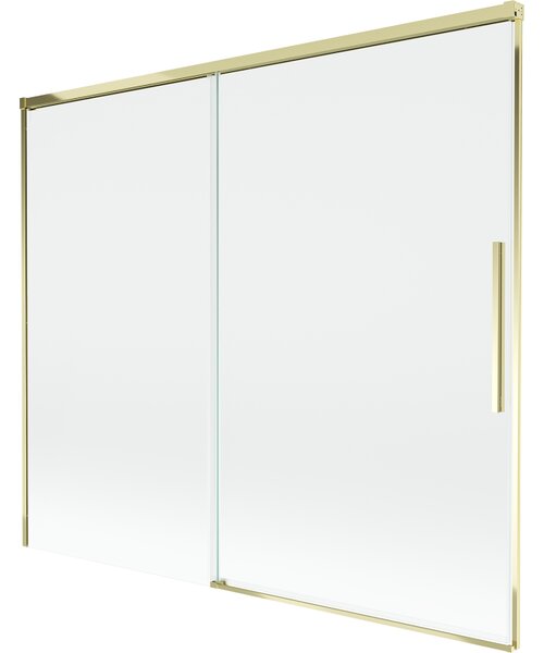 Mexen Rox, kétszárnyú tolóajtós kádparaván 180 x 150 cm, 8 mm-es átlátszó üveg, arany fényes profil, 8C9-180-001-50-00
