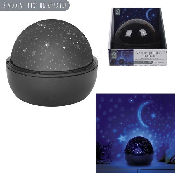 LED-es éjszakai fény, csillagos égbolt, műanyag, fekete - ETOILES