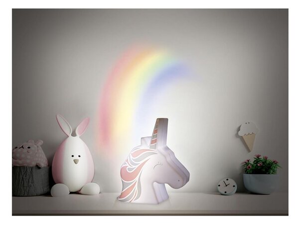 LED-es éjszakai fény, unikornis, műanyag, fehér - türkiz - rózsaszín - LICORNE