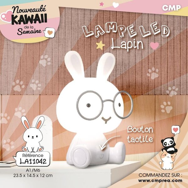 LED-es éjszakai fény, nyúl alakú, műanyag, fehér - LAPIN COOL