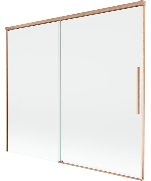 Mexen Rox, kétszárnyú tolóajtós kádparaván 180 x 150 cm, 8 mm-es átlátszó üveg, matt réz profil, 8C9-180-001-65-00