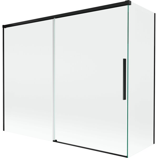 Mexen Rox, kétszárnyú tolóajtós kádparaván 190 + 80 x 150 cm, 8 mm-es átlátszó üveg, matt fekete profil, 8C9-190-080-70-00