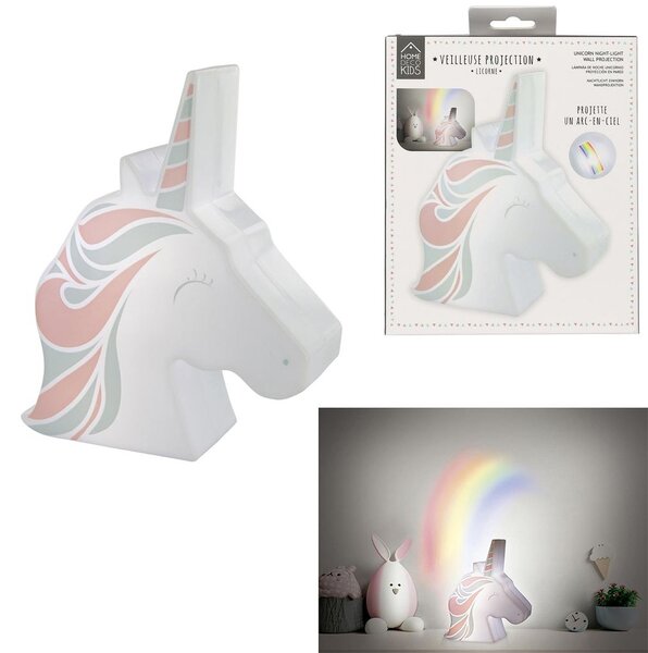 LED-es éjszakai fény, unikornis, műanyag, fehér - türkiz - rózsaszín - LICORNE