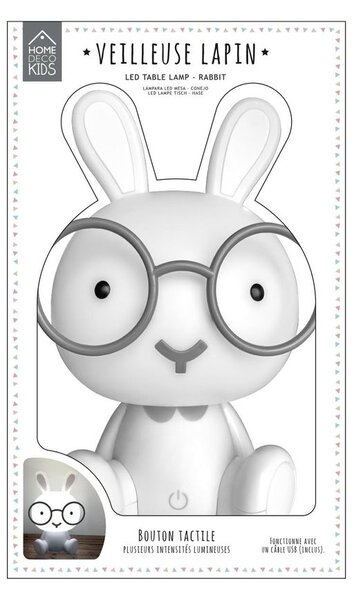 LED-es éjszakai fény, nyúl alakú, műanyag, fehér - LAPIN COOL