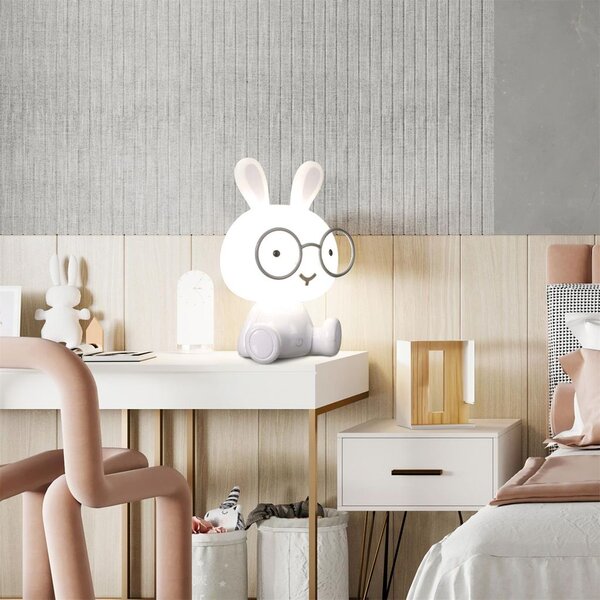LED-es éjszakai fény, nyúl alakú, műanyag, fehér - LAPIN COOL