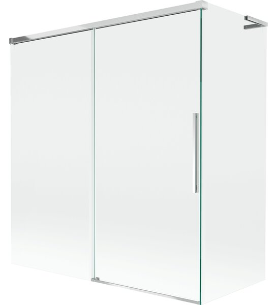 Mexen Rox, L tolóajtós, kétszárnyú kádparaván 150 + 70 x 150 cm, 8 mm-es átlátszó üveg, króm profil, 8C9L-150-070-01-00