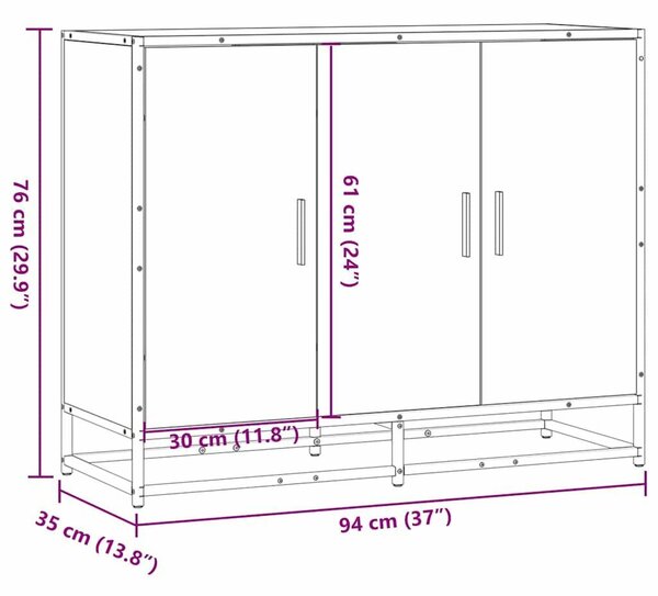 VidaXL barna tölgyszínű szerelt fa tálalószekrény 94x35x76 cm