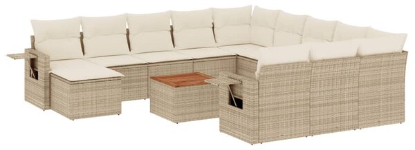 13 részes bézs polyrattan kerti ülőgarnitúra párnákkal