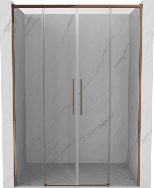 Mexen Rox, tolóajtó zuhanykabinhoz 140 cm, 8 mm-es átlátszó üveg, rozéarany profil, 8C2-140-002-60-00