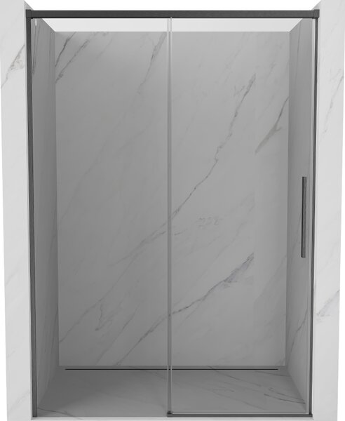 Mexen Rox, tolóajtó zuhanykabinhoz 140 cm, 8 mm-es átlátszó üveg, szálcsiszolt grafit profil, 8C2-140-000-66-00