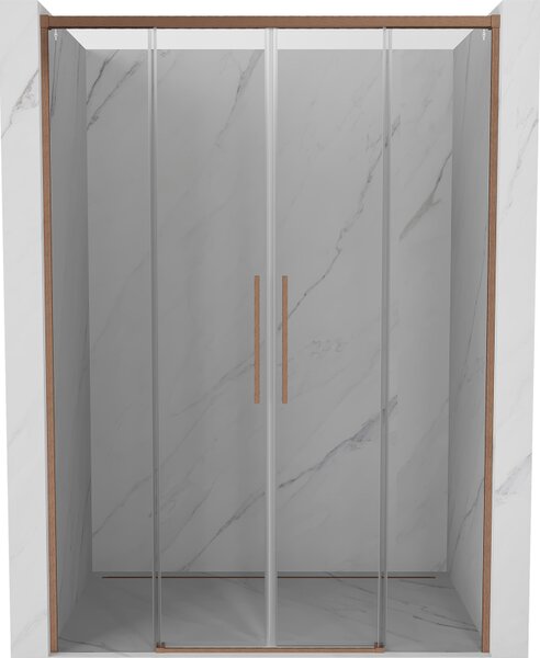 Mexen Rox, tolóajtó zuhanykabinhoz 140 cm, 8 mm-es átlátszó üveg, matt réz profil, 8C2-140-002-65-00