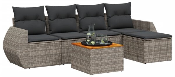 6 részes szürke polyrattan kerti ülőgarnitúra párnákkal