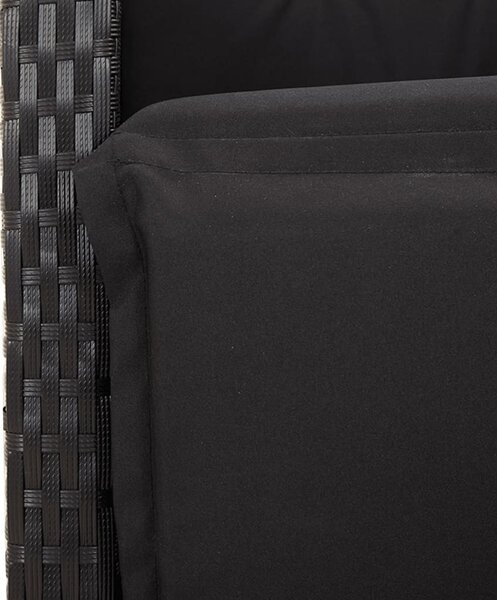 9 részes fekete polyrattan kerti étkezőgarnitúra párnákkal