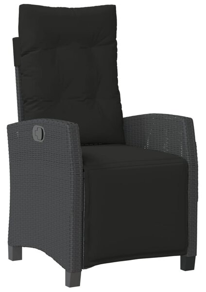 9 részes fekete polyrattan kerti étkezőgarnitúra párnákkal