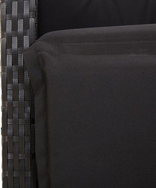 5 részes fekete polyrattan kerti étkezőgarnitúra párnákkal