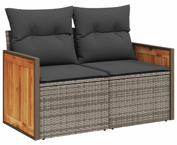 6 részes szürke polyrattan kerti ülőgarnitúra párnákkal