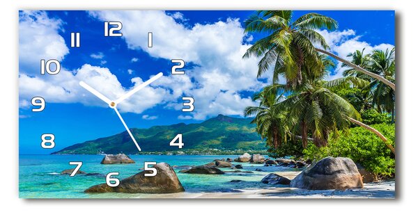 Négyszögletes üvegóra vízszintesen Seychelles strand