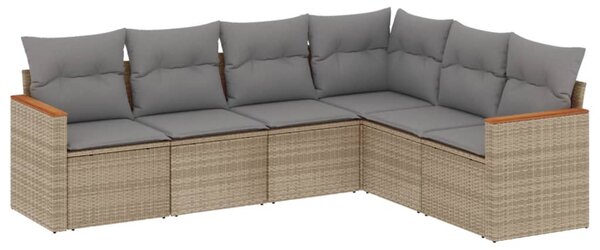 6 részes vegyes bézs polyrattan kerti ülőgarnitúra párnákkal