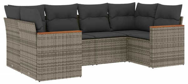 6 részes szürke polyrattan kerti ülőgarnitúra párnákkal
