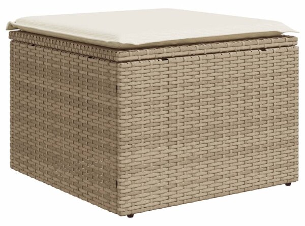 10 részes bézs polyrattan kerti ülőgarnitúra párnával