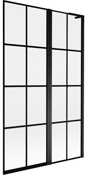 Mexen Mist L, kétszárnyú kádparaván, jobb oldali 110 x 150 cm, fekete rács, fekete - 8A9L-110-011-70-77-P