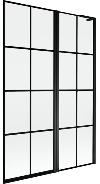Mexen Mist L, kétszárnyú kádparaván, jobb oldali 120 x 150 cm, fekete rács, fekete - 8A9L-120-011-70-77-P