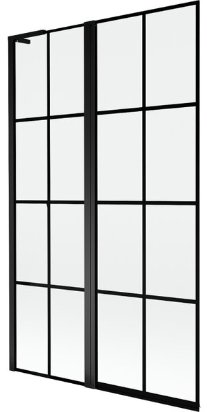 Mexen Mist L, kétszárnyú kádparaván, bal oldali 110 x 150 cm, fekete rács, fekete - 8A9L-110-011-70-77-L